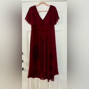 Everpretty Chic V-Neck Asymmetrical Hem Ruffle Sleeve Pleated Chiffon Dress 12